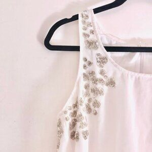 Forever 21 Tank Top S NWOT Sequin Embellished Scoop Neck White Cocktail Classy